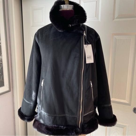 Zara Faux Suede Double Faced Long Jacket, Size L - Picture 3 of 12